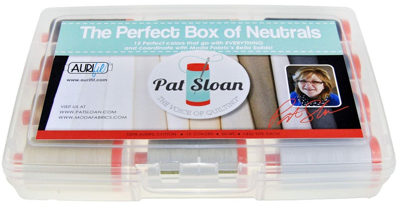 Aurifil Thread Set THE PERFECT BOX OF NEUTRALS By Pat Sloan 50wt Cotton 12 Large (1422 yard) Spools - Image 1